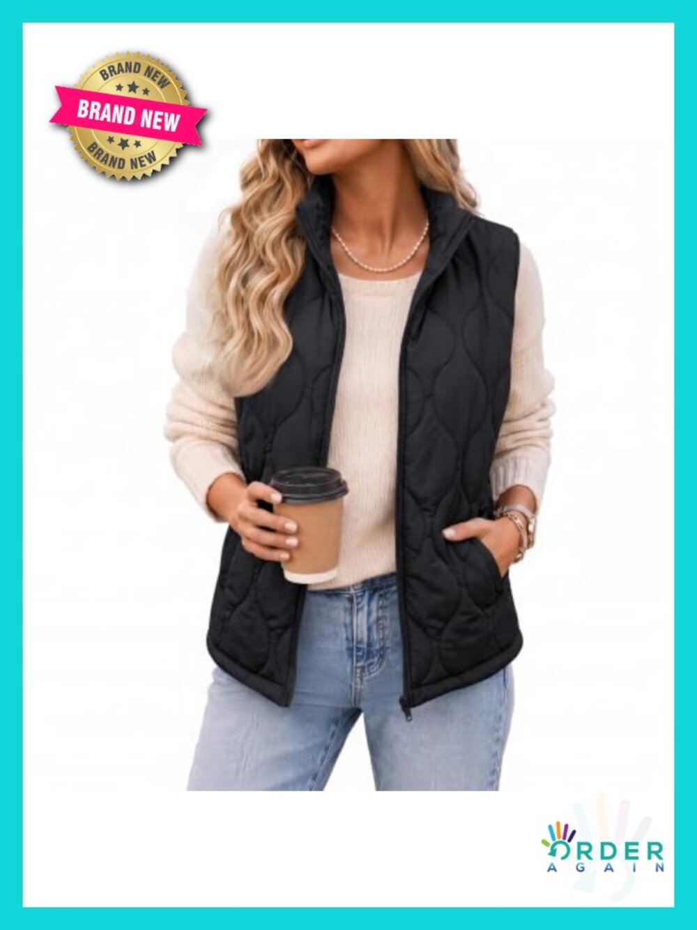 Zeagoo Women's Lightweight Quilted Puffer Vest Sleeveless Zip Jacket